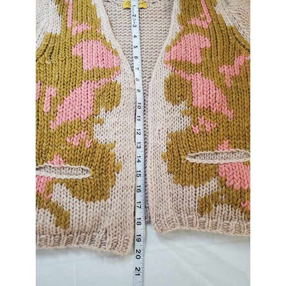 Amalialad Anthropology Wool Cardigan Sweater Size Medium Granola Chuncky Knit - Picture 10 of 16